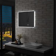 Kúpeľňové LED zrkadlo dotykový senzor zobrazenie času 80 × 60 cm - Zrkadlo