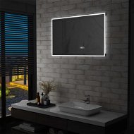 Bathroom LED Mirror Touch Sensor Time Display 100x60cm - Mirror