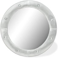 Artificial Leather Wall Mirror 60cm Shiny Silver - Mirror