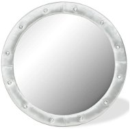 Artificial Leather Wall Mirror, 80cm, Shiny Silver - Mirror