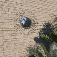Garden Wall Mirror Shining Sun 60cm Black - Mirror