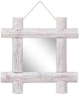 Log Mirror White 50 x 50cm Solid Recycled Wood - Mirror