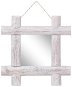 Log Mirror White 50 x 50cm Solid Recycled Wood - Mirror