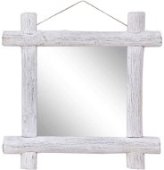 Drevené zrkadlo biele 70 × 70 cm masívne recyklované drevo - Zrkadlo