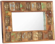 Mirror with Reliefs of Buddha 80 x 50cm Solid Recycled Wood - Mirror