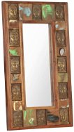 Zrcadlo s reliéfy Buddhy 50 x 80 cm masivní recyklované dřevo - Zrcadlo
