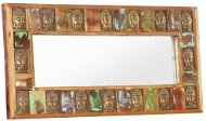 Zrcadlo s reliéfy Buddhy 110x50 cm masivní recyklované dřevo - Zrkadlo