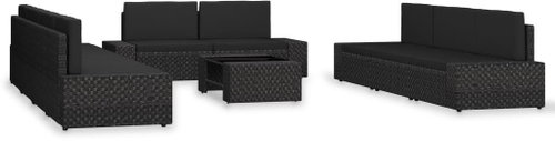 10-Piece Garden Sofa Set, Polyrattan, Black 3054583 3054583 - Garden Furniture - Main image