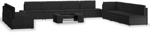 10-Piece Garden Sofa Set, Polyrattan, Black 3054586 3054586 - Garden Furniture - Main image