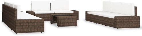 10-Piece Garden Sofa Set, Polyrattan, Brown 3054595 3054595 - Garden Furniture - Main image