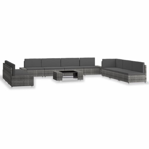 10-Piece Garden Sofa Set, Polyrattan, Grey 3054610 3054610 - Garden Furniture - Main image