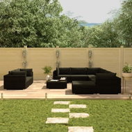 10-piece garden sofa with cushions polyratt black 46755 46755 - Garden Furniture