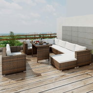 10-piece Garden Sofa with Cushions Polyrattan Brown 41877 41877 - Garden Furniture
