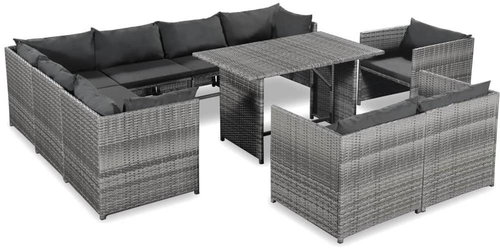 10-Piece Poly Rattan Garden Sofa Set with Cushions, 44195 44195 - Garden Furniture - Main image
