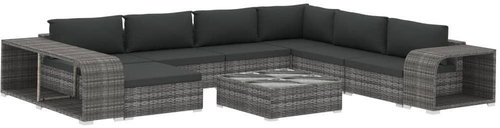 10-Piece Polyrattan Garden Sofa Set with Cushions, Grey 46816 46816 - Garden Furniture - Main image