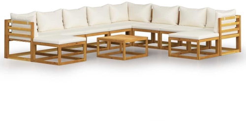 11-Piece Solid Acacia Garden Dining Set with Cushions 3057648 3057648 - Garden Furniture - Main image