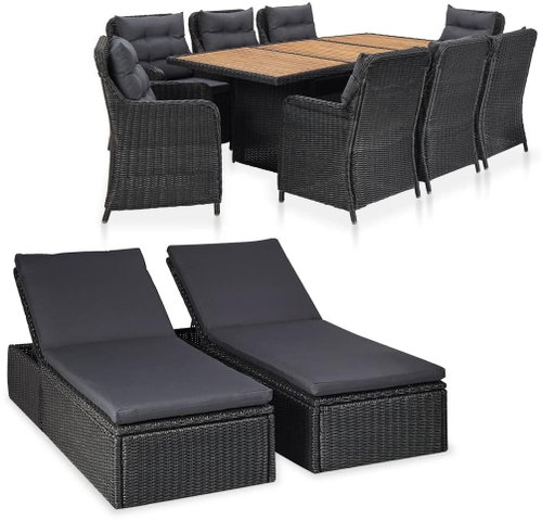 11-piece Garden Sofa Polyratt Black 46543 46543 - Garden Furniture - Main image