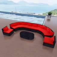 11-Piece Garden Set With Cushions Polyrattan Red 42398 42398 - Garden Furniture