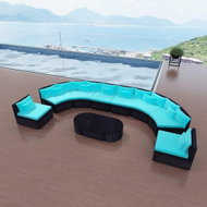 11-piece Garden Sofa with Cushions Polyrattan Blue 42399 42399 - Garden Furniture