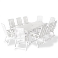 11-Piece Plastic Garden Dining Set, White 275077 - Garden Furniture