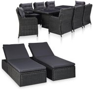 11-piece Garden Dining Set Polyrattan Black 46547 46547 - Garden Furniture