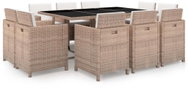 11-Piece Polyrattan Garden Sofa Set with Cushions, Beige - Garden Furniture