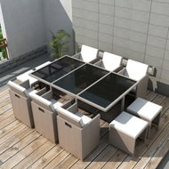 11-Piece Polyrattan Garden Sofa Set with Cushions, Beige 42557 - Garden Furniture