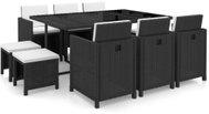 11-Piece Polyrattan Garden Dining Set with Cushions, Black 42523 - Garden Furniture