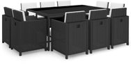 11-Piece Garden Dining Set With Cushions Polyrattan Black 42547 42547 - Garden Furniture