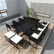 11-Piece Polyrattan Garden Dining Set with Cushions, Black 42760 42760 - Garden Furniture