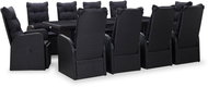 11-piece Garden Dining Set with Cushions Black Polyrattan 46056 46056 - Garden Furniture