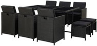 11-Piece Polyrattan Garden Dining Set with Cushions, Black 46533 - Garden Furniture