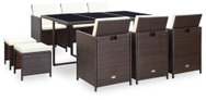 11-Piece Polyrattan Garden Dining Set with Cushions, Brown 42527 42527 - Garden Furniture