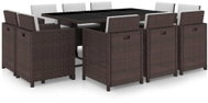 11-Piece Polyrattan Garden Dining Set with Cushions, Brown 42548 - Garden Furniture