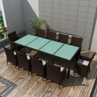 11-Piece Polyrattan Garden Dining Set with Cushions, Brown 42569 - Garden Furniture