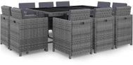 11-Piece Polyrattan Garden Dining Set with Cushions, Grey 46378 - Garden Furniture