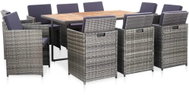 11-Piece Polyrattan Garden Dining Set with Cushions, Grey 46380 46380 - Garden Furniture
