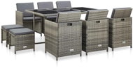 11-Piece Polyrattan Garden Dining Set with Cushions, Grey 46537 - Garden Furniture