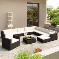 12-piece Garden Sofa with Cushions Polyrattan Black 41263 41263 - Garden Furniture