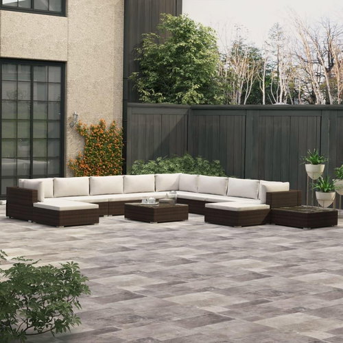 12-piece Garden Sofa with Cushions Polyrattan Brown 46761 46761 - Garden Furniture - Main image