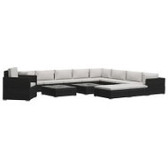 13-piece Garden Sofa with Cushions Polyrattan Black 46758 46758 - Garden Furniture