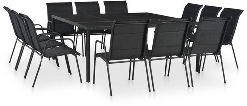13-Piece Steel Garden Dining Set, Black 44709 44709 - Garden Furniture - Main image