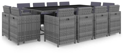 13-piece Garden Dining Set with Cushions Anthracite Polyrattan 46381 46381 - Garden Furniture - Main image