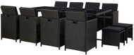 13-Piece Polyrattan Garden Dining Set with Cushions, Black 46534 46534 - Garden Furniture