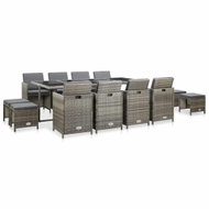 13-piece Garden Dining Set with Cushions Polyrattan Grey 46538 46538 - Garden Furniture