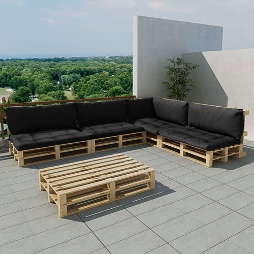 15-Piece Garden Sofa Set from Pallets, Grey 271778 271778 - Garden Furniture - Main image