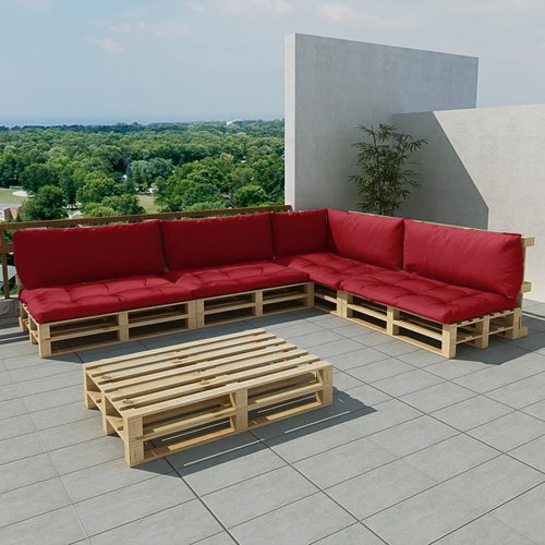 15-Piece Garden Sofa Set from Pallets, Burgundy 271780 271780 - Garden Furniture - Main image