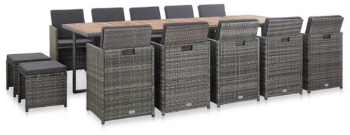 15-piece Dining Set with Cushions Anthracite Polyratten 46426 46426 - Garden Furniture - Main image
