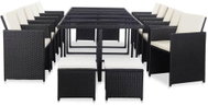 15-piece Garden Dining Set with Cushions Black Polyrattan 46420 46420 - Garden Furniture