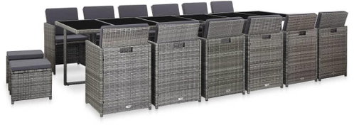 17-piece Garden Dining Set with Cushions Anthracite Polyratton 46430 46430 - Garden Furniture - Main image